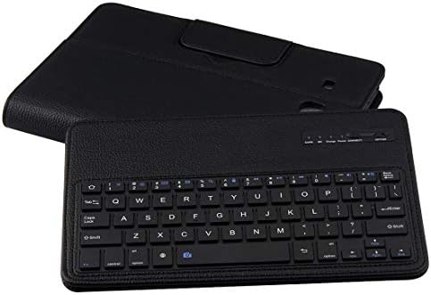 Калъф за таблет HAIJUN за Galaxy Tab E 9.6/T560 2 в 1 Със Свалящ се Bluetooth Клавиатура, Кожен Калъф с текстура Личи и притежател на (черен)